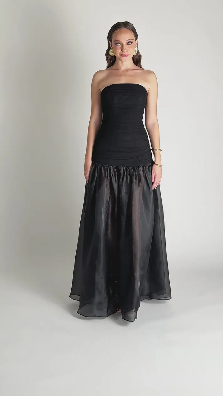 Formal / Prom Dresses | Maxi Dresses<Bariano HAISLEY STRAPLESS SHEER SKIRT MAXI BL75D14L BLACK