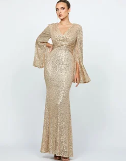 Maxi Dresses<Bariano HANA BELL SLEEVE SEQUIN GOWN B74D25L