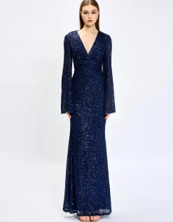 Maxi Dresses<Bariano HANA BELL SLEEVE SEQUIN GOWN B74D25L