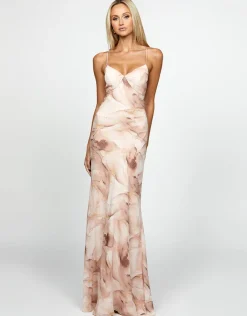 Gowns / Ballgowns | Maxi Dresses<Bariano HARLEE PLUNGING CHIFFON GOWN BL69D17L