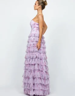 Formal / Prom Dresses | Gowns / Ballgowns<Bariano HARMONI STRAPLESS TIERED BALL GOWN B74D55L LILAC PRINT