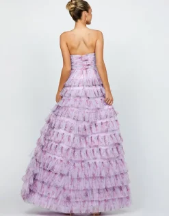 Formal / Prom Dresses | Gowns / Ballgowns<Bariano HARMONI STRAPLESS TIERED BALL GOWN B74D55L LILAC PRINT