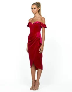 Midi Dresses<Bariano HEIDI RUFFLED MIDI DRESS BL54D07S NUDE
