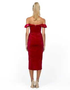 Midi Dresses<Bariano HEIDI RUFFLED MIDI DRESS BL54D07S NUDE
