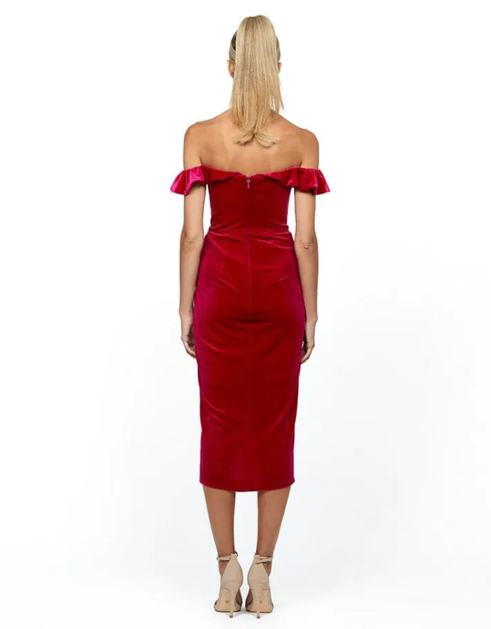 Midi Dresses<Bariano HEIDI RUFFLED MIDI DRESS BL54D07S NUDE