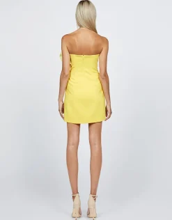 Mini Dresses | All Dresses<Bariano HELMAYA ONE SHOULDER ROSETTE MINI BL68D53S YELLOW