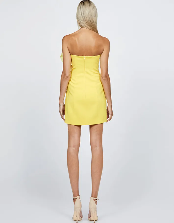 Mini Dresses | All Dresses<Bariano HELMAYA ONE SHOULDER ROSETTE MINI BL68D53S YELLOW