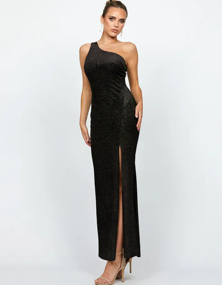Formal / Prom Dresses | Maxi Dresses<Bariano HOLLY ONE SHOULDER SPLIT MAXI BL67D47L BLACK/GOLD