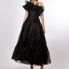 Formal / Prom Dresses | Gowns / Ballgowns<Bariano IMANI DRAMATIC FRILL MIDAXI B70D31L BLACK
