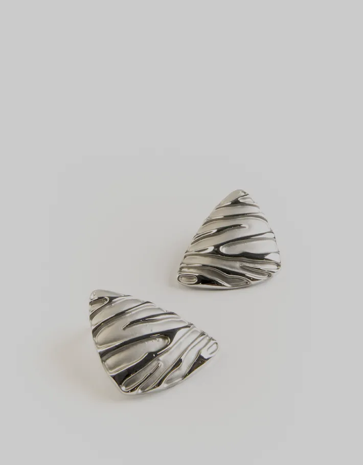 Jewellery<Bariano IRIS TEXTURED TRIANGULAR EARRINGS SILVER