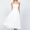 Midi Dresses | All Dresses<Bariano ITZI RUFFLED TEA LENGTH MIDI B56D31S WHITE