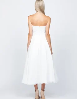 Midi Dresses | All Dresses<Bariano ITZI RUFFLED TEA LENGTH MIDI B56D31S WHITE