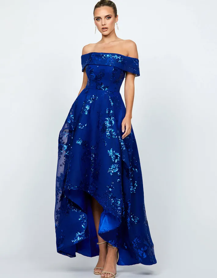 Formal / Prom Dresses | Gowns / Ballgowns<Bariano JAMIE OFF SHOULDER HI LO GOWN B74D21HL