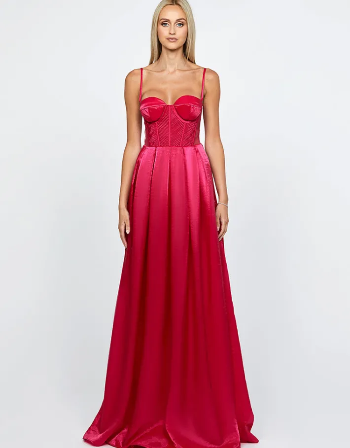 Formal / Prom Dresses | Gowns / Ballgowns<Bariano JANE PLEAT DETAIL MAXI BL67D31L CRIMSON