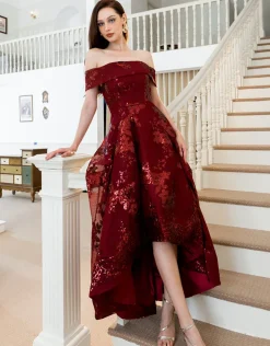 Gowns / Ballgowns<Bariano JESSIE OFF SHOULDER MESH BALL GOWN B33D41HL