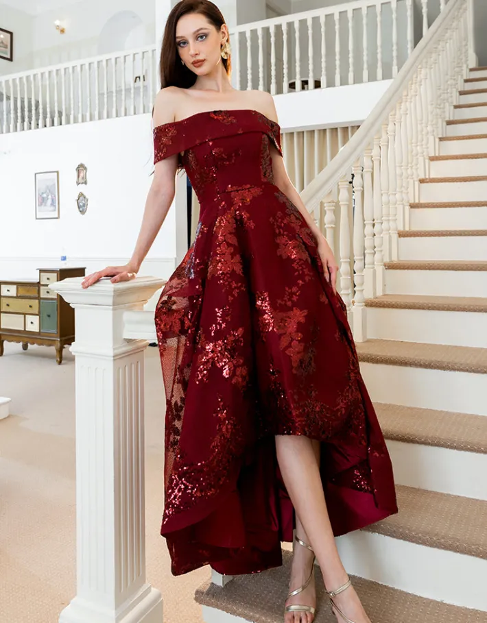 Gowns / Ballgowns<Bariano JESSIE OFF SHOULDER MESH BALL GOWN B33D41HL