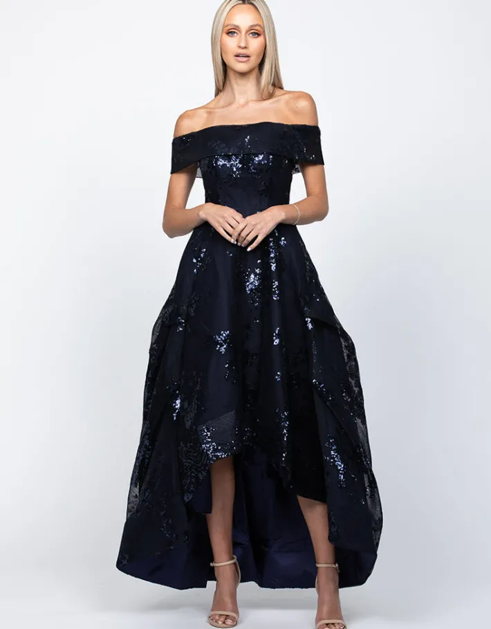Gowns / Ballgowns<Bariano JESSIE OFF SHOULDER MESH BALL GOWN B33D41HL