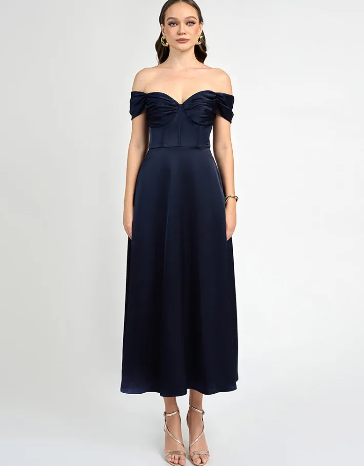 Midi Dresses | All Dresses<Bariano JOSIE OFF SHOULDER A LINE MIDAXI BL70D08S NAVY