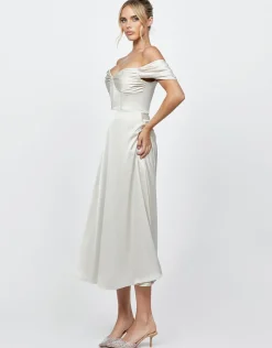 Midi Dresses<Bariano JOSIE OFF SHOULDER A LINE MIDAXI BL70D08S CHAMPAGNE