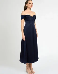 Midi Dresses | All Dresses<Bariano JOSIE OFF SHOULDER A LINE MIDAXI BL70D08S NAVY