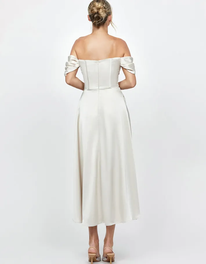 Midi Dresses<Bariano JOSIE OFF SHOULDER A LINE MIDAXI BL70D08S CHAMPAGNE
