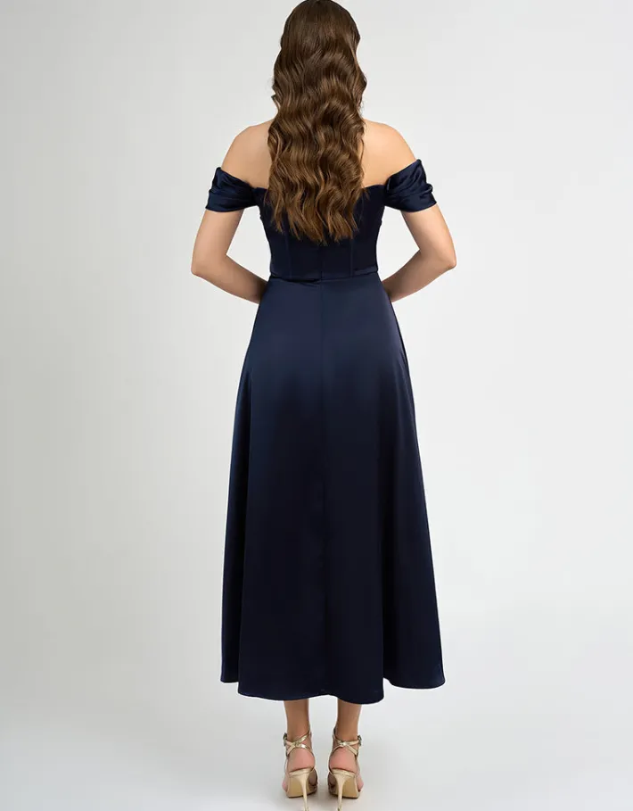 Midi Dresses | All Dresses<Bariano JOSIE OFF SHOULDER A LINE MIDAXI BL70D08S NAVY