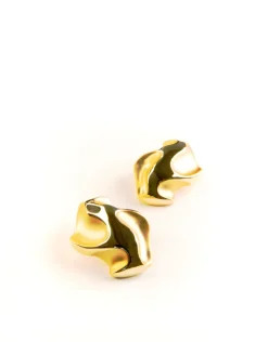 Jewellery<Bariano JUNIPER WARPED CHUNKY STUD EARRINGS GOLD