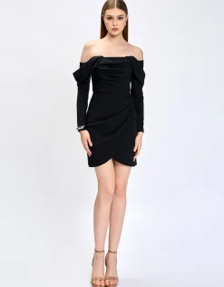 Formal / Prom Dresses | Mini Dresses<Bariano JUSTINE OFF SHOULDER MINI BL75D20S BLACK