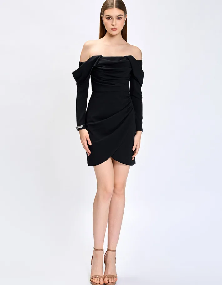 Formal / Prom Dresses | Mini Dresses<Bariano JUSTINE OFF SHOULDER MINI BL75D20S BLACK