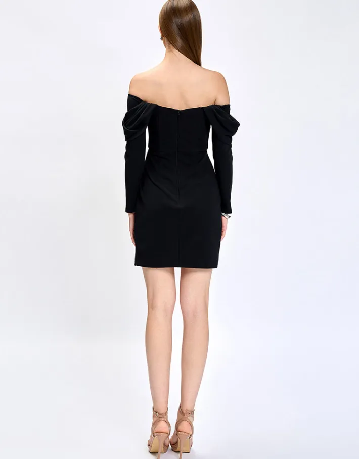 Formal / Prom Dresses | Mini Dresses<Bariano JUSTINE OFF SHOULDER MINI BL75D20S BLACK