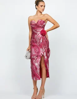 Midi Dresses | All Dresses<Bariano KARTER STRAPLESS PLEATED MIDI BL69D20S PINK