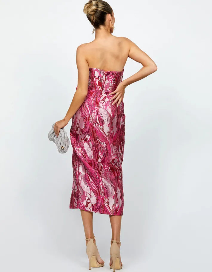 Midi Dresses | All Dresses<Bariano KARTER STRAPLESS PLEATED MIDI BL69D20S PINK