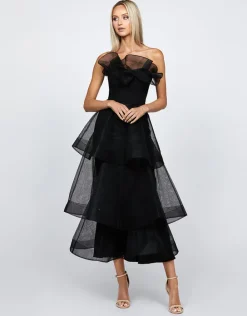 Midi Dresses | All Dresses<Bariano KASCADE TIERED RUFFLE MIDAXI B68D07L BLACK