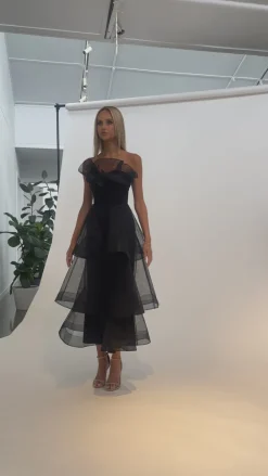Midi Dresses | All Dresses<Bariano KASCADE TIERED RUFFLE MIDAXI B68D07L BLACK