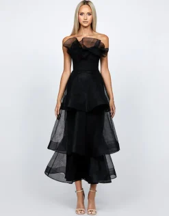 Midi Dresses | All Dresses<Bariano KASCADE TIERED RUFFLE MIDAXI B68D07L BLACK