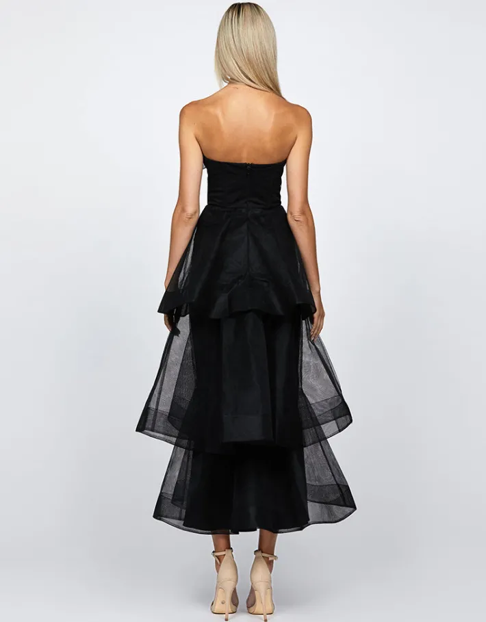 Midi Dresses | All Dresses<Bariano KASCADE TIERED RUFFLE MIDAXI B68D07L BLACK