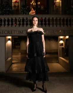 Midi Dresses | All Dresses<Bariano KASCADE TIERED RUFFLE MIDAXI B68D07L BLACK