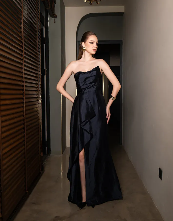 Formal / Prom Dresses | All Dresses<Bariano KASERY ASYMMETRIC GOWN B65D20L NAVY