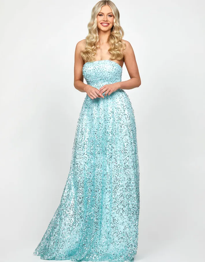 Maxi Dresses | All Dresses<Bariano KELLY STRAPLESS BALL GOWN B73D22L ICE BLUE