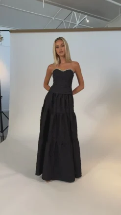 Maxi Dresses | All Dresses<Bariano KERRERA TIERED HIGH SPLIT MAXI SKIRT BL69B13L BLACK