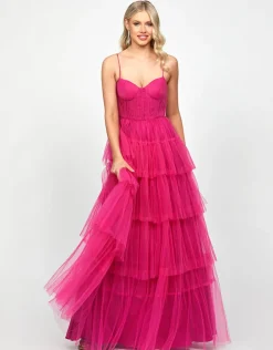 Formal / Prom Dresses | Gowns / Ballgowns<Bariano KIANA PLEATED TIERED BALL GOWN B73D09L FUCHSIA