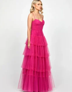 Formal / Prom Dresses | Gowns / Ballgowns<Bariano KIANA PLEATED TIERED BALL GOWN B73D09L FUCHSIA