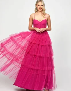 Formal / Prom Dresses | Gowns / Ballgowns<Bariano KIANA PLEATED TIERED BALL GOWN B73D09L FUCHSIA