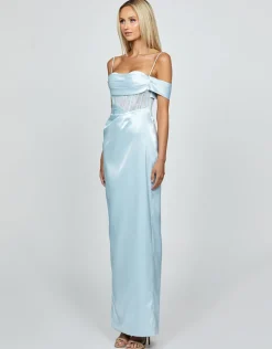 Formal / Prom Dresses | Gowns / Ballgowns<Bariano KORI OFF SHOULDER PLEATED CORSET GOWN B69D35L LIGHT BLUE