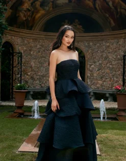 Formal / Prom Dresses | Gowns / Ballgowns<Bariano KRISTA STRAPLESS TIERED GOWN B70D33L BLACK