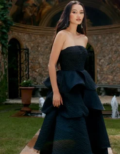 Formal / Prom Dresses | Gowns / Ballgowns<Bariano KRISTA STRAPLESS TIERED GOWN B70D33L BLACK