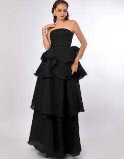 Formal / Prom Dresses | Gowns / Ballgowns<Bariano KRISTA STRAPLESS TIERED GOWN B70D33L BLACK