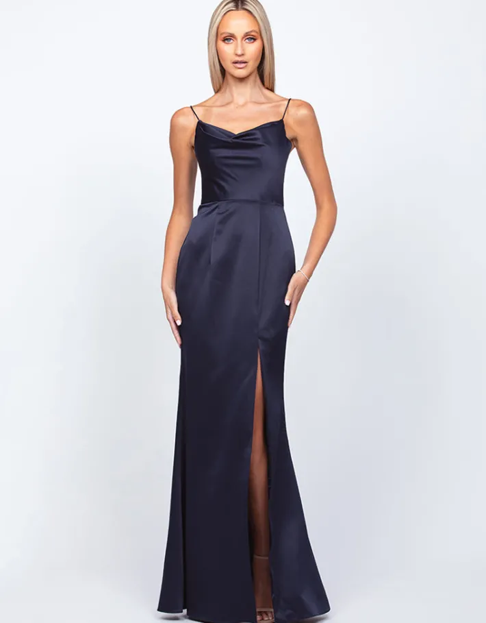 Maxi Dresses | All Dresses<Bariano LANA DRAPED COWL GOWN B54D11LCB MIDNIGHT