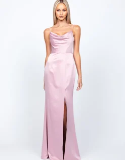 Maxi Dresses | All Dresses<Bariano LANA DRAPED COWL GOWN B54D11LCB DUSTY PINK