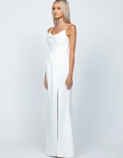 Maxi Dresses | All Dresses<Bariano LANA DRAPED COWL GOWN B54D11LCB WHITE